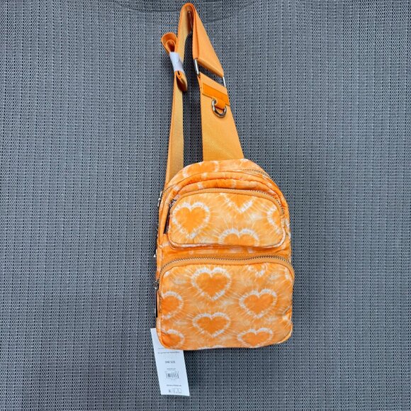 No Boundaries Orange Hearts Handsfree Crossbody Sling Bag - Picture 1 of 6